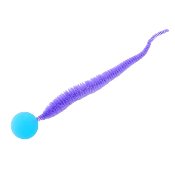 FTsdfkl 1PC Worm Ball Cat Toy, Elastic Fuzzy Worm Tail Interactive Kitten Play Ball, Bouncy Polyester Ball Wand Replacement Pet Teaser Toy