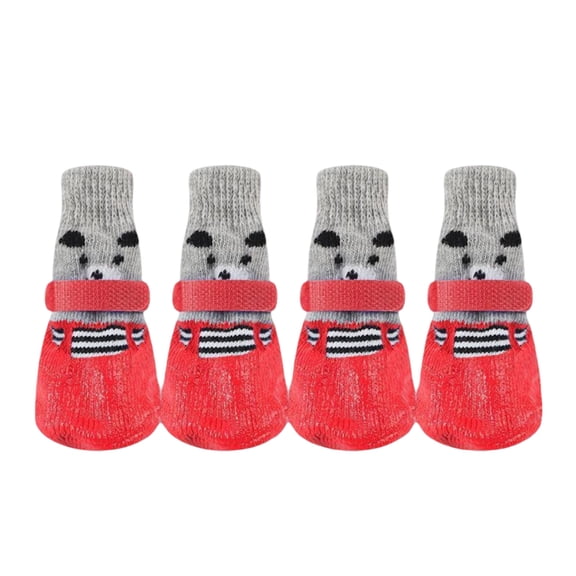 FTsdfkl 4PCS Dog Cat Boots Shoes Socks,Anti- Sole Dog Booties with Adjustable Drawstring,Puppy Dog Boots & Paw Protector for Winter Snowy Days