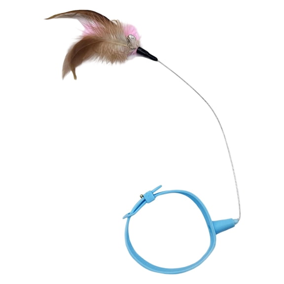 FTsdfkl Cat Feather Collar Ornamentss, Adjustable Funny Interactive Cat Feather Wand Collar with Bell, Self Play Teaser Wand For Indoor Cats Entertainment And Exercise