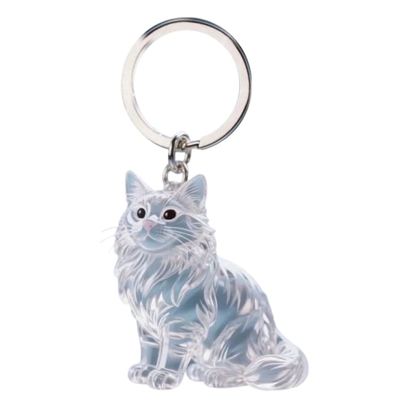 FTsdfkl Cat Hair Memorial Keychain, Clear Acrylic Cat-Shaped Locket, Cute Pet Keepsake Pendant for Cat Lovers, Pet Hair Holder Key Ring