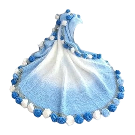 FTsdfkl Crochet Flower Bouquet Throw Blanket, Handmade Knitted Blanket with Flowers, Romantic Gift for Her Girlfriend Mom Mother’s Day Valentine Wedding Anniversary, Blue 47.2 Inches