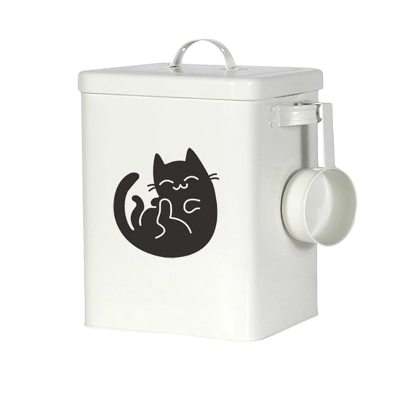 FTsdfkl Dog and Cat Food Storage Container,,Vintage Farmhouse Storage Tin with Lid and Dry Food Scoop, Coated Carbon Steel Canister, Great Gift for Pet Owners