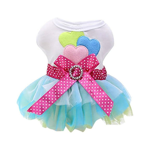 FTsdfkl Dog Clothes Girl, Dresses for Small Dogs Girl, Pink Sweet Puppy Princes Skirt with Dog Bowknot Clips, Spring Summer Pet Apparel for Toy Poodle Chihuahua Yorkie,XL