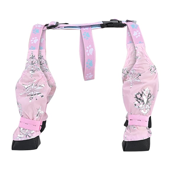 FTsdfkl Dog Leg Protection Boots, Breathable Waterproof Pink Snowflake Print Dog Leg Covers, Adjustable Anti- Paw Wraps for Winter & Outdoor Walks,M
