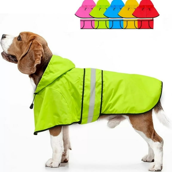 FTsdfkl Dog Raincoat Waterproof Windproof Reflective Slicker, Lightweight Breathable Rain Jacket,with Adjustable Belly Strap and Leash Hole for Small Medium Large Dogs