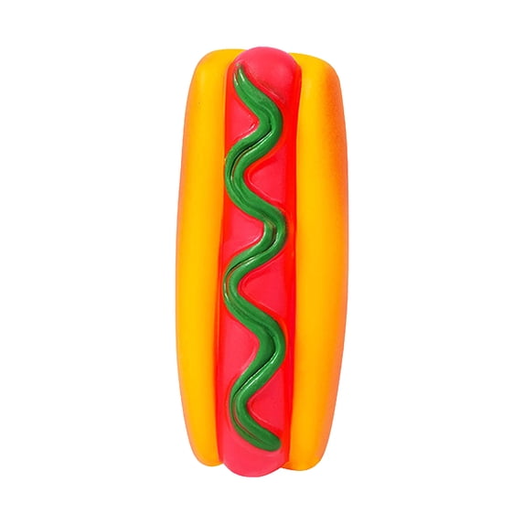 FTsdfkl 1PCS Hot Dog Shaped PVC Squeaky Dog Toy, Vocal Interactive Chew Toy For Small Medium, Food-Themed Pet Toy for Teething & Playtime(5.6*2Inch)
