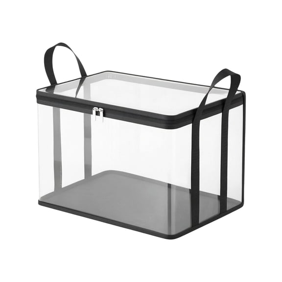 FTsdfkl Large Clear Thick Plastic Storage Box with Hinged Lid, Heavy Duty Thick PVC Storage Box for Clothes extbooks Toys Clothing Blanket Storages,Dorms and College Supplies