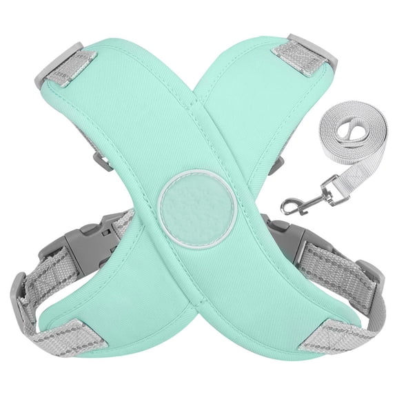 FTsdfkl Pet X Frame No Pull Step-in Harnesses with Leash Set,Breathable & Reflective,Adjustable Choke Free Puppy with Padded Vest for Small, Medium Dogs, Walking Training,Green,L