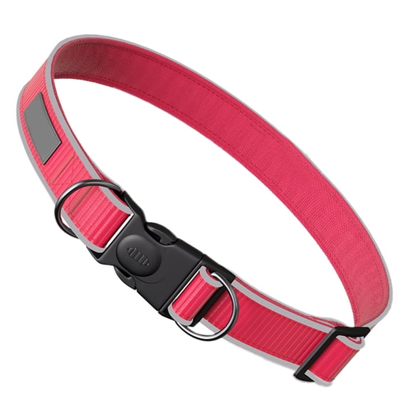 FTsdfkl Reflective Dog Collar, Adjustable Soft Neoprene Padded Nylon Pet Collars with Buckle for Medium Dogs, Red,M