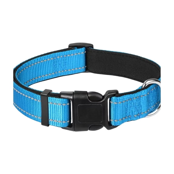 FTsdfkl Reflective Dog Collar, Sturdy Nylon Collars for Puppy, Adjustable Dog Collar with Quick Release Buckle,Blue,35-45cm