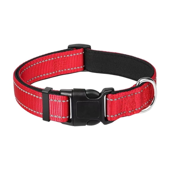 FTsdfkl Reflective Dog Collar, Sturdy Nylon Collars for Puppy, Adjustable Dog Collar with Quick Release Buckle,Red,35-45cm