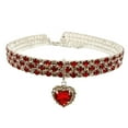 thumbnail image 1 of FTsdfkl Rhinestone Pet Collar, Sparkling 3 Rows Diamond Dog Collars,Adjustable Diamond Elastic Love Heart Pendant Wedding Cat and Dog Small Pet Necklace Jewelry(Red,L), 1 of 3