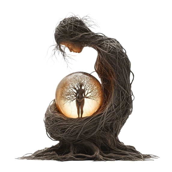 FTsdfkl Root Lady Tree Sculpture Bohemian Desktop Figurine, Translucent Acrylic Base Art Statue For Desk Bookshelf Home Decor
