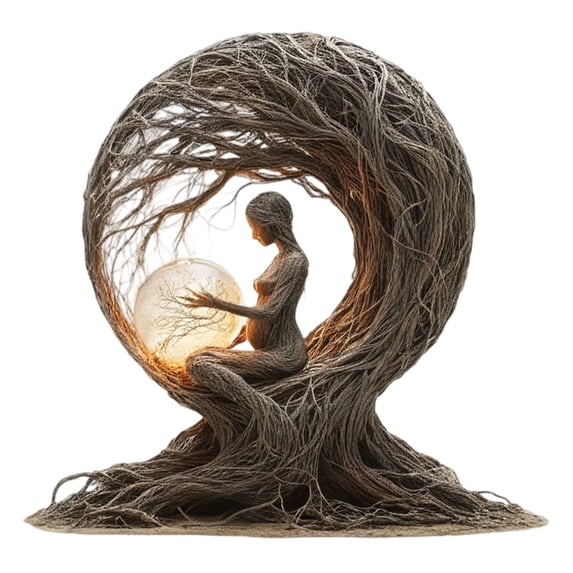 FTsdfkl Root Lady Tree Sculpture Bohemian Desktop Figurine, Translucent Acrylic Base Art Statue For Desk Bookshelf Home Decor