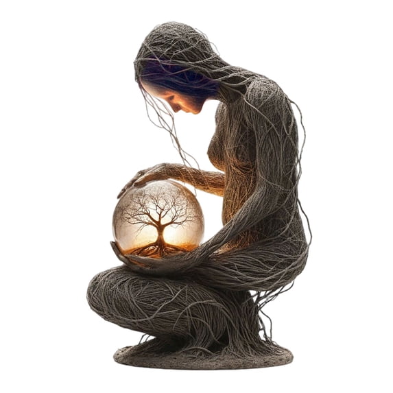 FTsdfkl Root Lady Tree Sculpture Bohemian Desktop Figurine, Translucent Acrylic Base Art Statue For Desk Bookshelf Home Decor