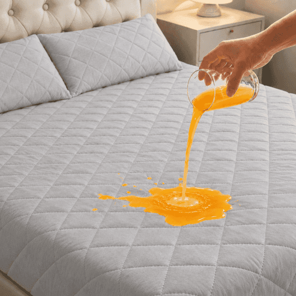 CLEANCOOL Queen Size Waterproof Mattress Protector, Deep Pocket, Breathable & Noiseless, Soft and Comfortable, Gray