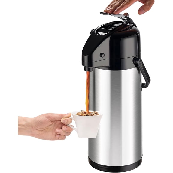 FU NENG Upgraded Airpot Coffee Carafe with Double Pump, Stainless Steel Drink Dispenser for Hot/Cold Beverage with Lazy Susan Base, Coffee Termos Para Cafe for Hot Cocoa for Parties