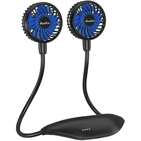 FU1999 5000mAh Portable Neck Fan, Necklace Fan Battery Operated Max 26hrs working, Wearable Fan Rechargeable 6 Speeds, Hands-Free Fan 360 Adjustable for Outdoor Activities Travel Office Home (Black)