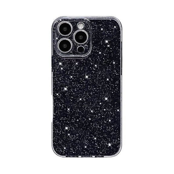 FU1999 Case for iPhone 16 Pro Max Case Glitter Cute Sparkly Shiny Bling Sparkle Phone Cases 6.9", Thin Slim Fit Soft TPU Bumper Shockproof Rubber Protective Cover for Women Girls Girly, Black