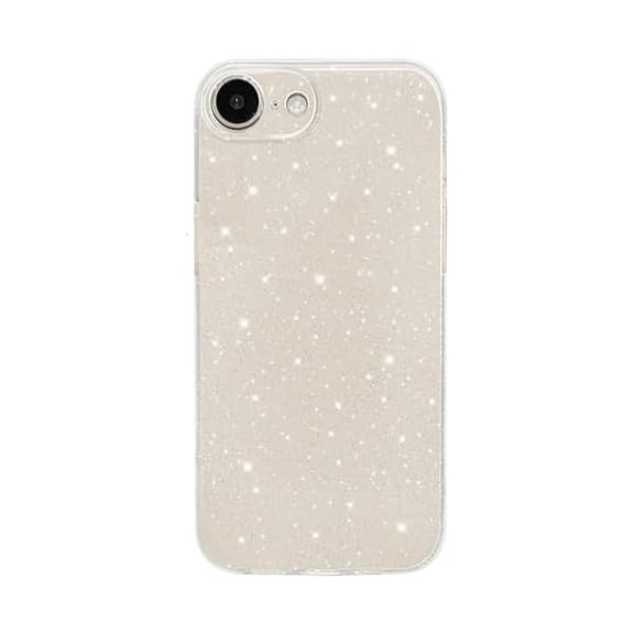 FU1999 Case for iPhone 16e Case Glitter Cute Sparkly Shiny Bling Sparkle Phone Cases 6.1", Thin Slim Fit Soft TPU Bumper Shockproof Rubber Protective Cover for Women Girls Girly, Bright Silver