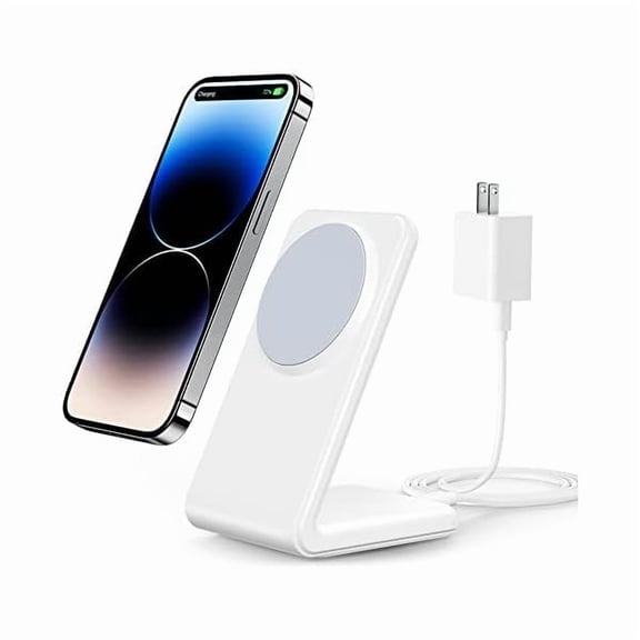 FU1999 Magnetic Wireless Charger Designed for iPhone 16 Pro Max/15/14/13/12 Series, Fast Charging with PD 20W USB-C Adapter & Cable, Compatible with MagSafe Charger Stand, White