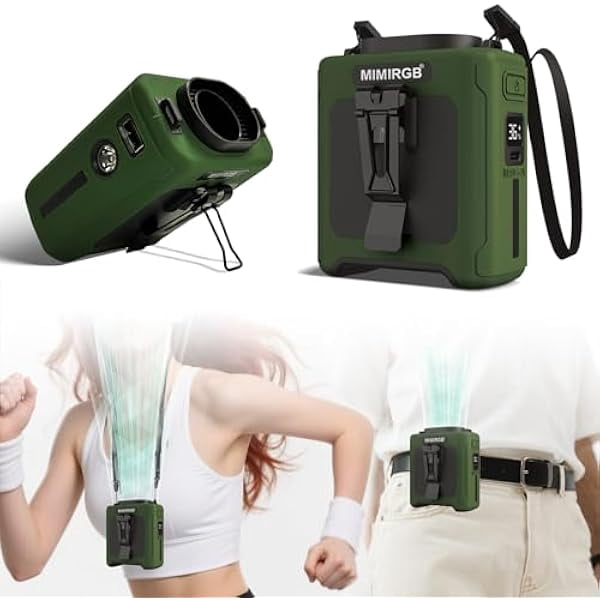 FU199910000mAh Portable Waist Fan Clip On, Personal Shirt Belt Fan ...