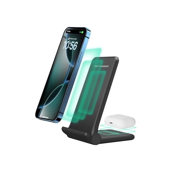 FU19992 in 1 Wireless Charger,Foldable 20W Fast Wireless Charging Stand Compatible with iPhone 16/16 Pro/15/14/13/12/X/AirPods,Dual Phone Induction Charge Station for Samsung,Pixel,Xperia,LG(No Plug)