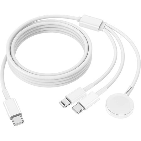 FU1999Apple Watch Charger,Apple iWatch Magnetic Fast Charger to USB C Cable,3 in 1 Multi Charging Cable 6 FT Compatible with Watch Series Ultra2/SE/10/9/8/7/6/5/4/3/2/1,iPhone 16/15/14/13/12/11,ipad