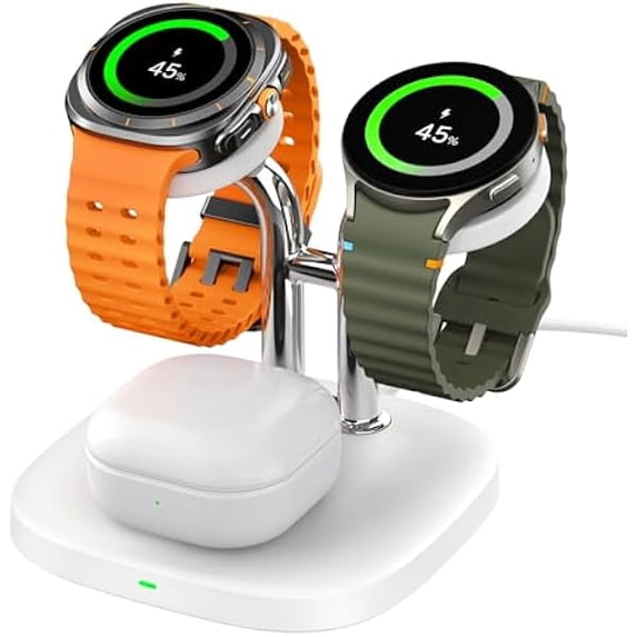 FU1999Dual Watch Charger, 704S, 3 in 1 Wireless Charging Station for Samsung Galaxy Watch Ultra/7/6/6 Classic/5 Pro/5/4/3/Active 2, for Galaxy Buds 3 Pro/3/2 Pro