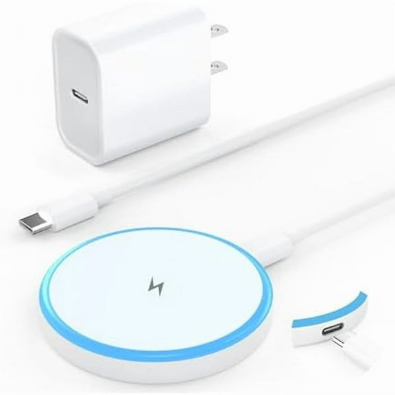 FU1999Magnetic Wireless Charger 15W with 20W Adapter & 6ft Cable MagSafe Charger for iPhone 16/15/14/13/12 Pro/Max/Plus/Mini & AirPods 3/2/Pro Fast Wireless Charging Pad for Home, Office, Travel
