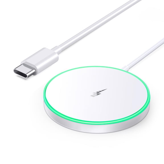 FU1999Magnetic Wireless Charger 15W Charger-Fast Charging Pad Compatible with iPhone16/15/14/13/12 Series & Airpods 2 3 Pro-LED Pad with Dual Charging Ports Original Replacement(Purple)
