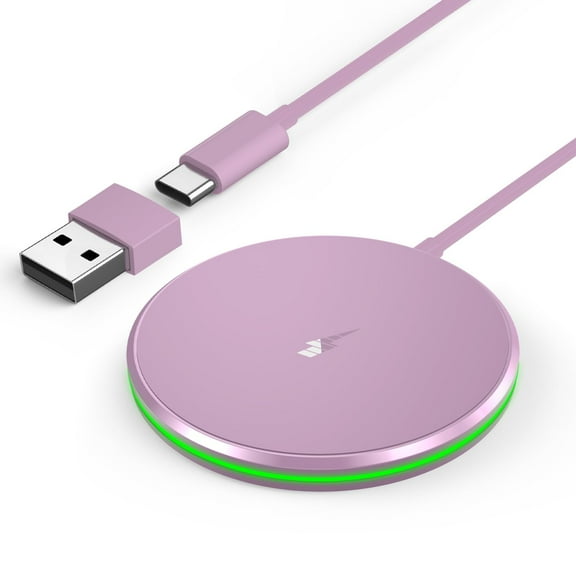 FU1999Magnetic Wireless Charger 15W Ultra-Fast Apple Mag-Safe Charger for iPhone 16/16 Pro/16 Plus/16 Pro Max/15/14/13/12 Series Magnet Charging Pad with Sleep-Friendly Ligh for AirPods 3/2/ProPink