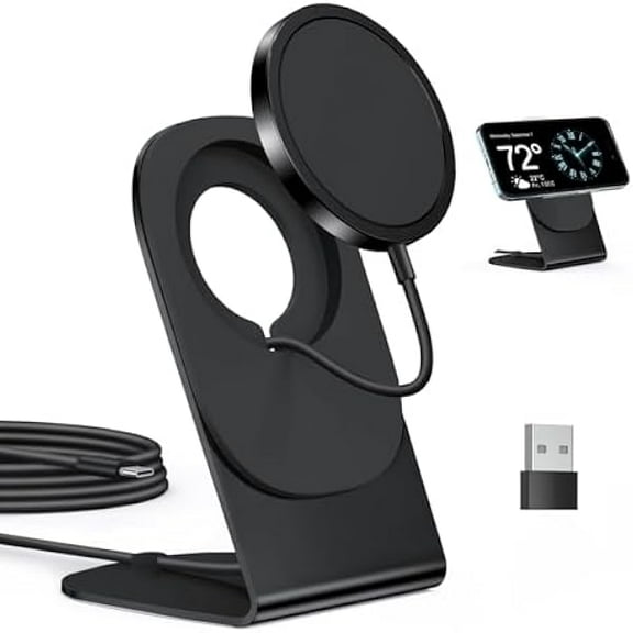 FU1999Magnetic Wireless Charger Mag-Safe Charger for iPhone 15/14/13/12 Series Convertible Magnet Wireless Charging Stand/Pad with 20W Adapter 5ft Cable Black