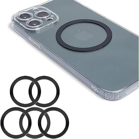 FU1999Magnetic Wireless Charger Universal Metal Rings - 5pcs,for MagSafe-Compatible Charger on iPhone 14/13/12 Pro/Max/Mini Case and Samsung Galaxy (Black - 5pcs)