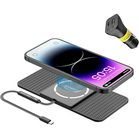 FU1999Magnetic Wireless Charger car Charging pad, Fast Wireless Phone Charger Cell Phone Cordless Charging mat Compatible with iphone12/13/14/15 Series airpod (C11)