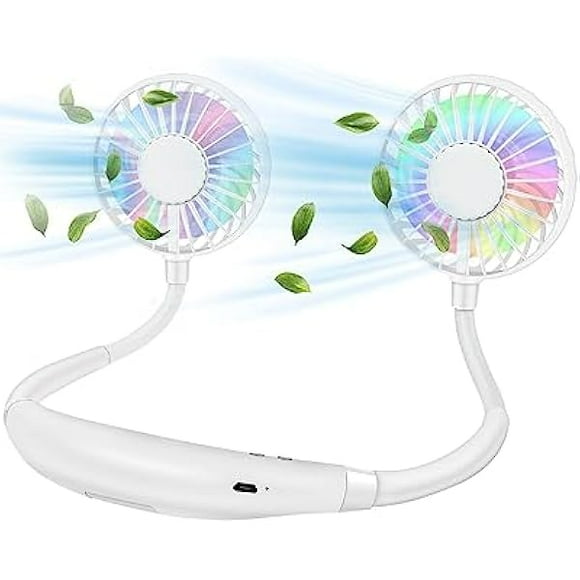 FU1999Neck Fan, Rechargeable Battery Operated Portable Fan 2600mAh, Hands Free Personal Fan Hang Around Neck Fans