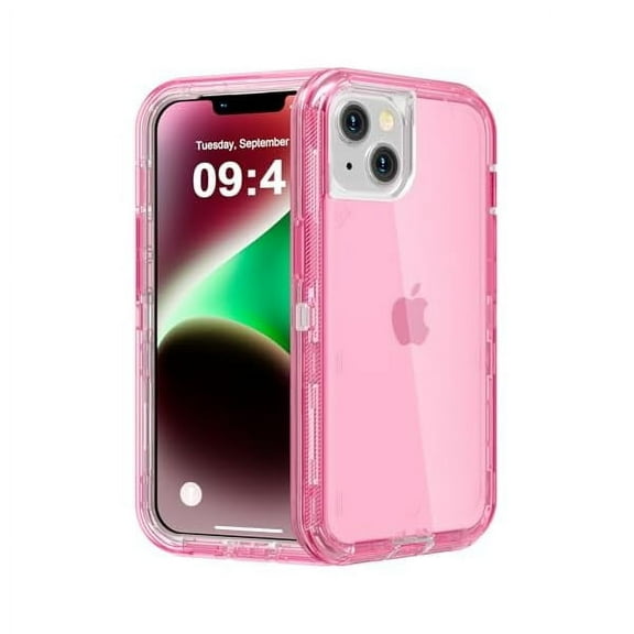 FU1999for iPhone 13 Case, Heavy Duty Shockproof Protection Phone Cases, Anti-Drop, Dual Layer Transparent Protective Cover Compatible with iPhone 13, 6.1 inch, Crystal Pink