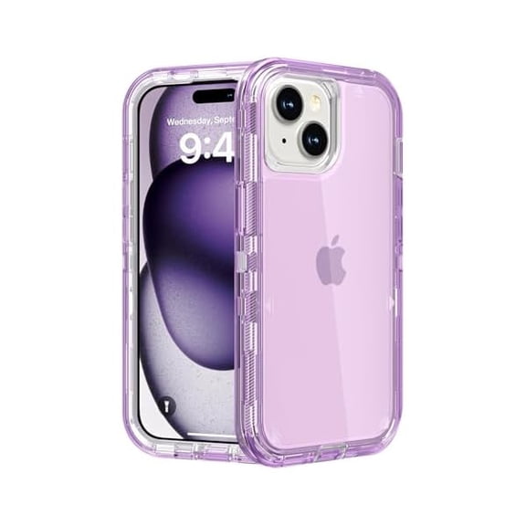 FU1999for iPhone 15 Case, Heavy Duty Shockproof Protection Phone Cases, Anti-Drop, Dual Layer Transparent Protective Cover Compatible with iPhone 15, 6.1 inch,Crystal Purple