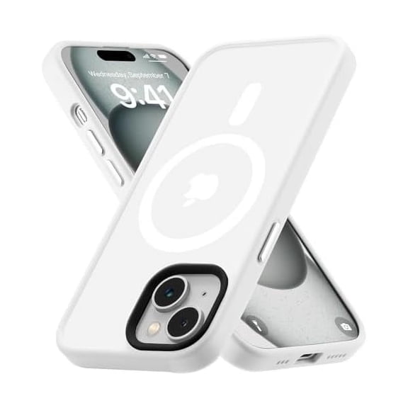 FU1999for iPhone 15 case Fits MagSafe 10FT Drop Resistant Matte Skin Feeling Shockproof Back Cover Fits iPhone 15 Phone Cases, White