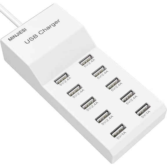 FU2027USB Charging Stations 50w10A 10 Ports Multiple Charging Block/Power USB Strip for iPhone Android Smartphone Tablet Smart Watch AirPods Samsung and Multiple Charger Plug…
