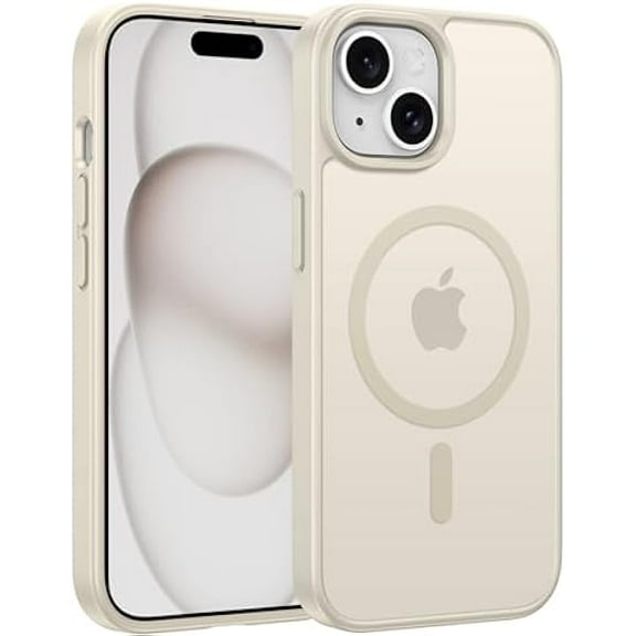 FU2038 for iPhone 15 Case: for iPhone 14 & iPhone 13 Case | Magnetic Frosted Translucent Slim Shockproof Cell Phone Cover | Military Grade Protection Drop Proof Tough Protective Cases - Off White