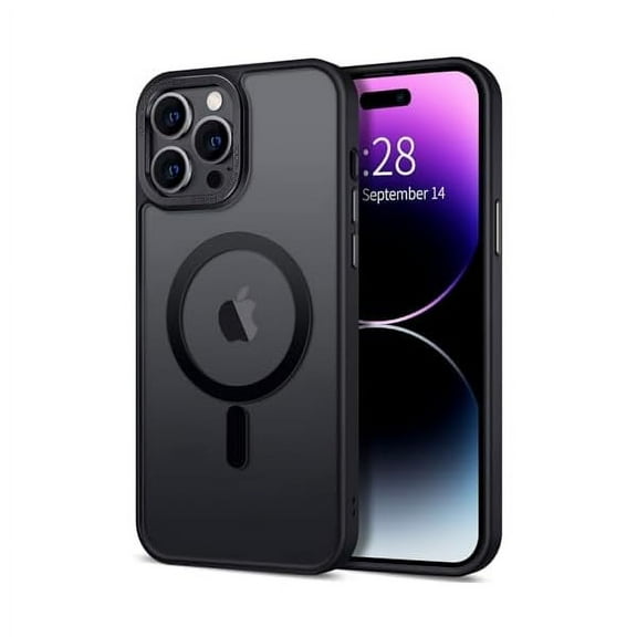 FU2134 Case for iPhone 14 Pro Case Magnetic Translucent Matte Phone Cases 6.1" [Compatible with MagSafe] Thin Slim Fit Shockproof Bumper Hard Protective Cover for Women Men Girls, Frosted Black