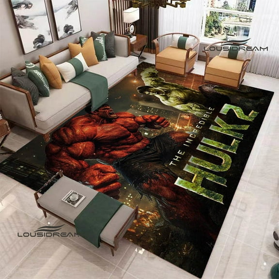 FUBUKED Green Hero Rug Ultra Soft Cartoon Rugs for Bedroom Bathroom Home Living Room Cute Doormat Crystal Velvet Carpets Floor Sofa Mat