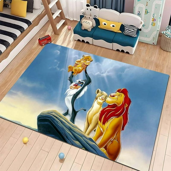 FUBUKED Lion King Rug Ultra Soft Cartoon Rugs for Bedroom Bathroom Home Living Room Cute Doormat Crystal Velvet Carpets Floor Sofa Mat