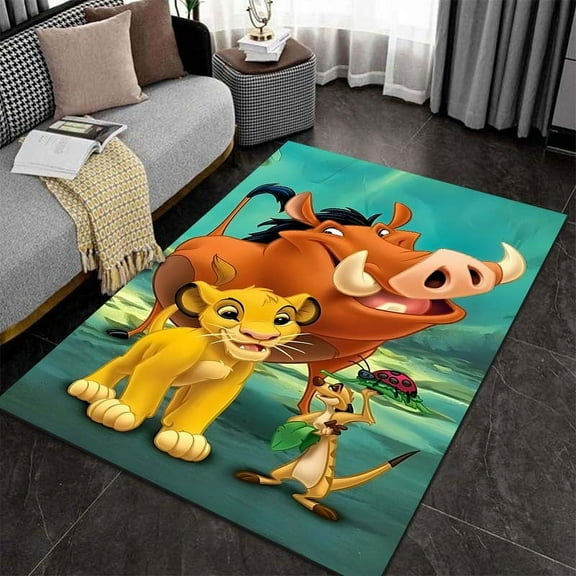 FUBUKED Lion King Rug Ultra Soft Cartoon Rugs for Bedroom Bathroom Home Living Room Cute Doormat Crystal Velvet Carpets Floor Sofa Mat