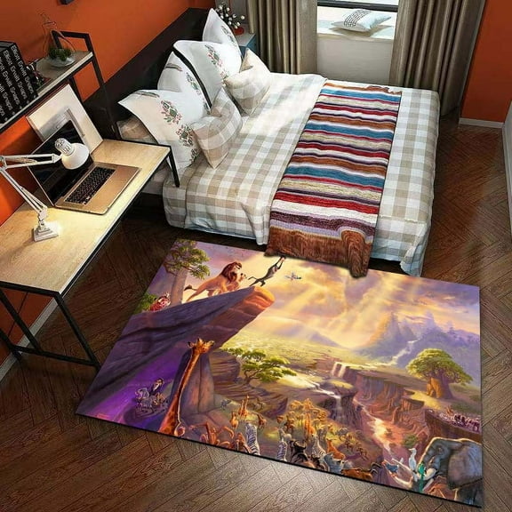 FUBUKED Lion King Rug Ultra Soft Cartoon Rugs for Bedroom Bathroom Home Living Room Cute Doormat Crystal Velvet Carpets Floor Sofa Mat