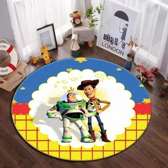 FUBUKED Toy Stor y Rug Ultra Soft Cartoon Rugs for Bedroom Bathroom Home Living Room Cute Theme Doormat velvet round Carpets Floor Sofa Mat