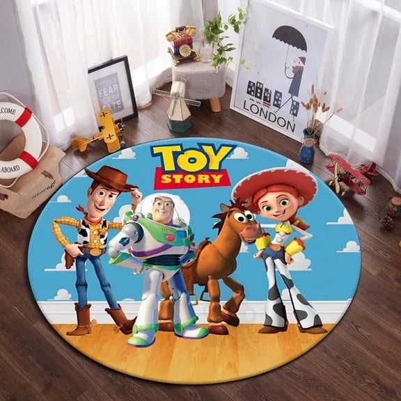 FUBUKED Toy Stor y Rug Ultra Soft Cartoon Rugs for Bedroom Bathroom Home Living Room Cute Theme Doormat velvet round Carpets Floor Sofa Mat