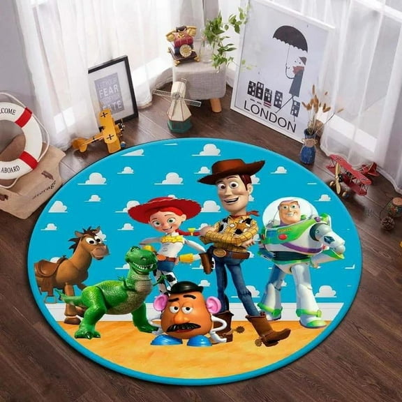 FUBUKED Toy Stor y Rug Ultra Soft Cartoon Rugs for Bedroom Bathroom Home Living Room Cute Theme Doormat velvet round Carpets Floor Sofa Mat