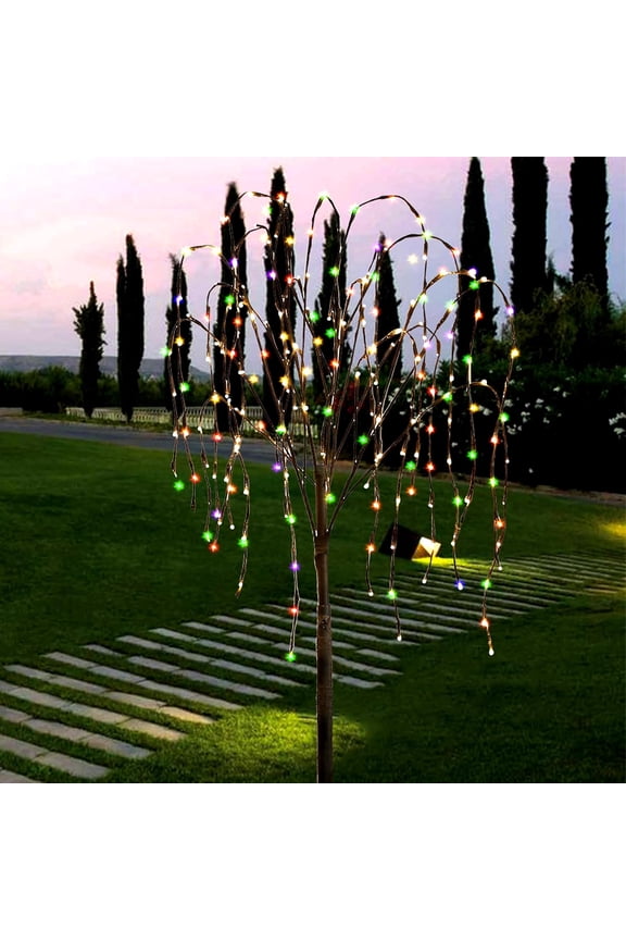 Led Solar Willow Tree 4.6 ft Waterproof Garden Decoration Multicolor